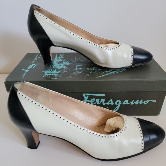 Salvatore Ferragamo Shoes - Salvatore Ferragamo | navy blue + white kitten